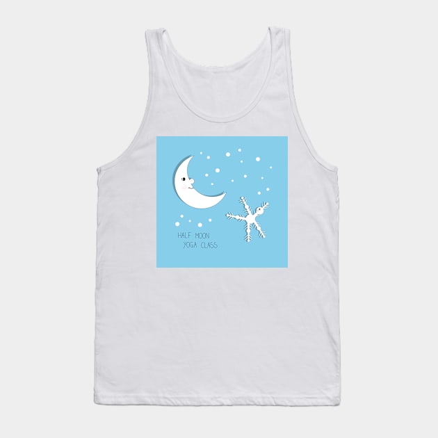 Half moon yoga class cartoon drawing Tank Top by SooperYela